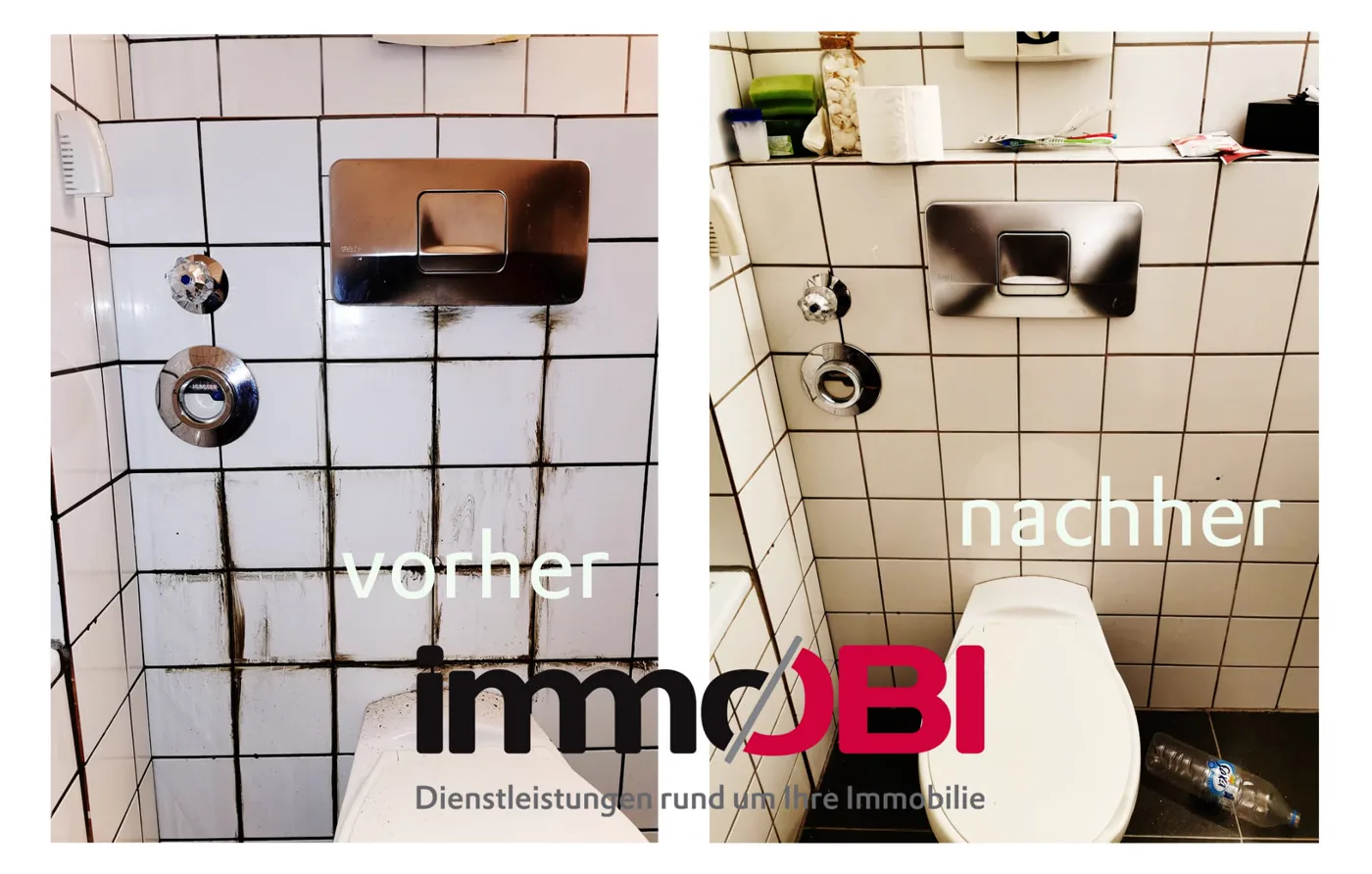 Vorher-Nachher-Bild einer Badreinigung in Münster