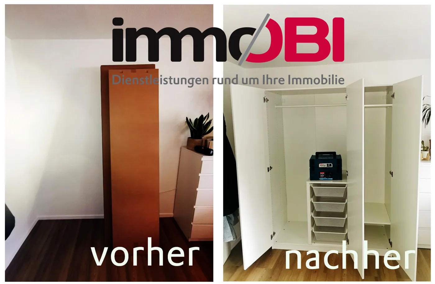 Vorher-Nachher-Bild einer Möbelmontage in Gremmendorf